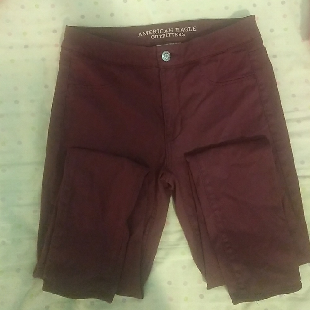 AE Maroon Jeggings